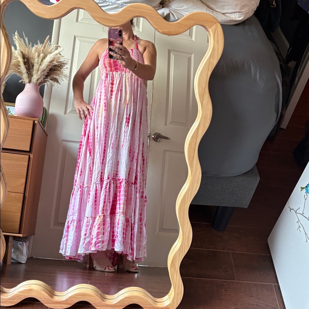 ASA KAFTANS Venice Abbott Kinney Pink Tie-Dye Halter Maxi Dress - Picture 5 of 13